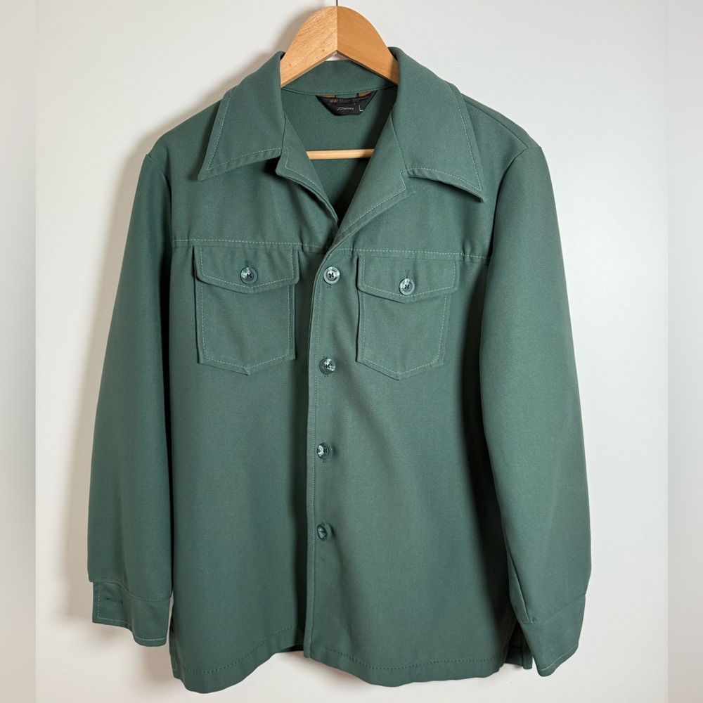 Vintage Men's 1970s Green Leisure Suit Jacket